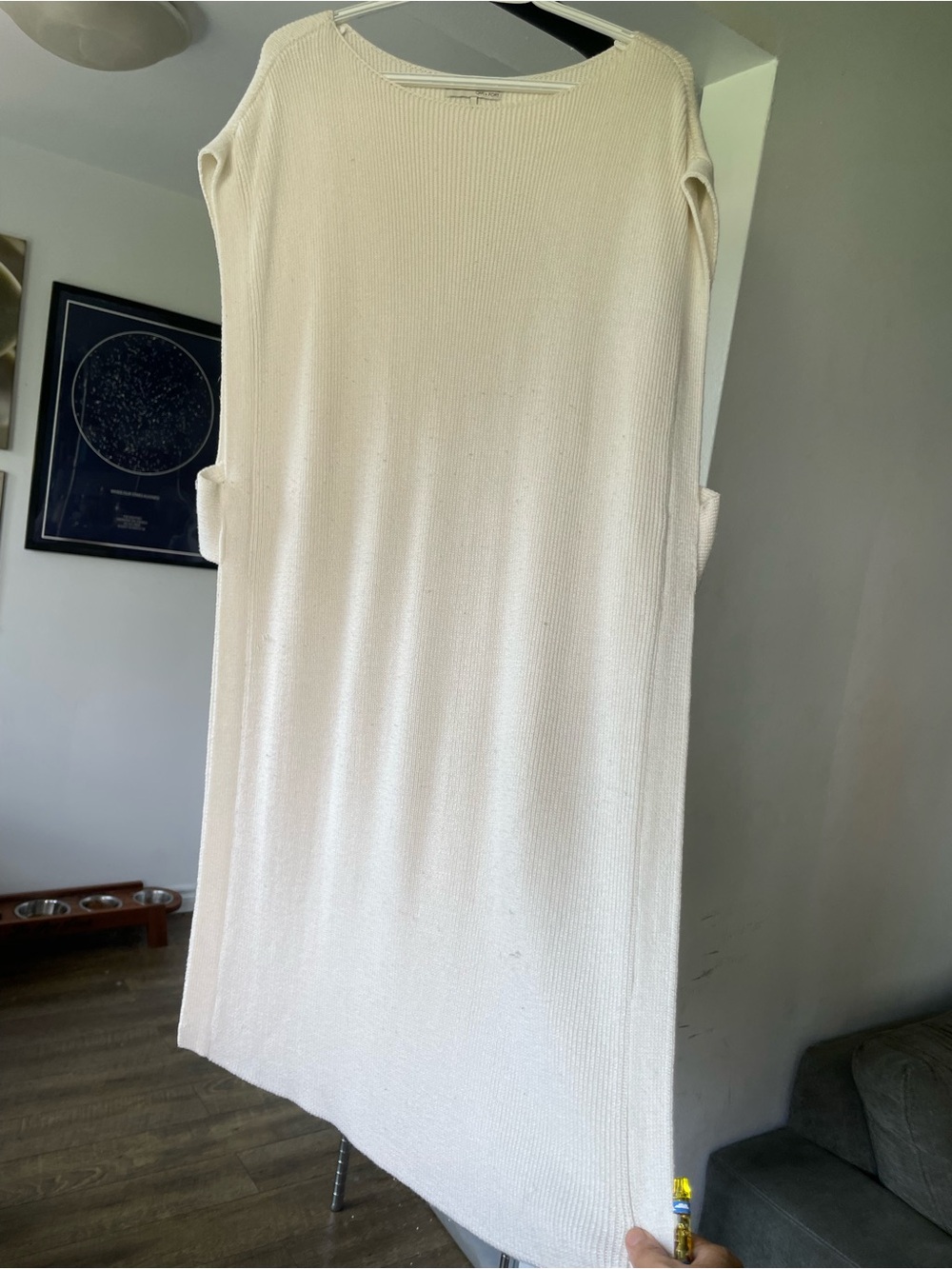 OAK + FORT Cream Ribbed Sleeveless Open Side Tunic